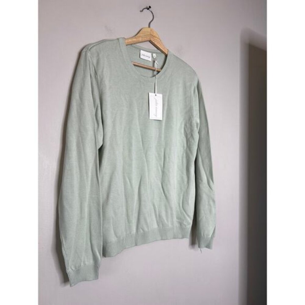 NWT Julia Amory Falmouth Cotton Knit Cotton Crewneck Sweater Icy Mint Size: XL - Picture 3 of 8